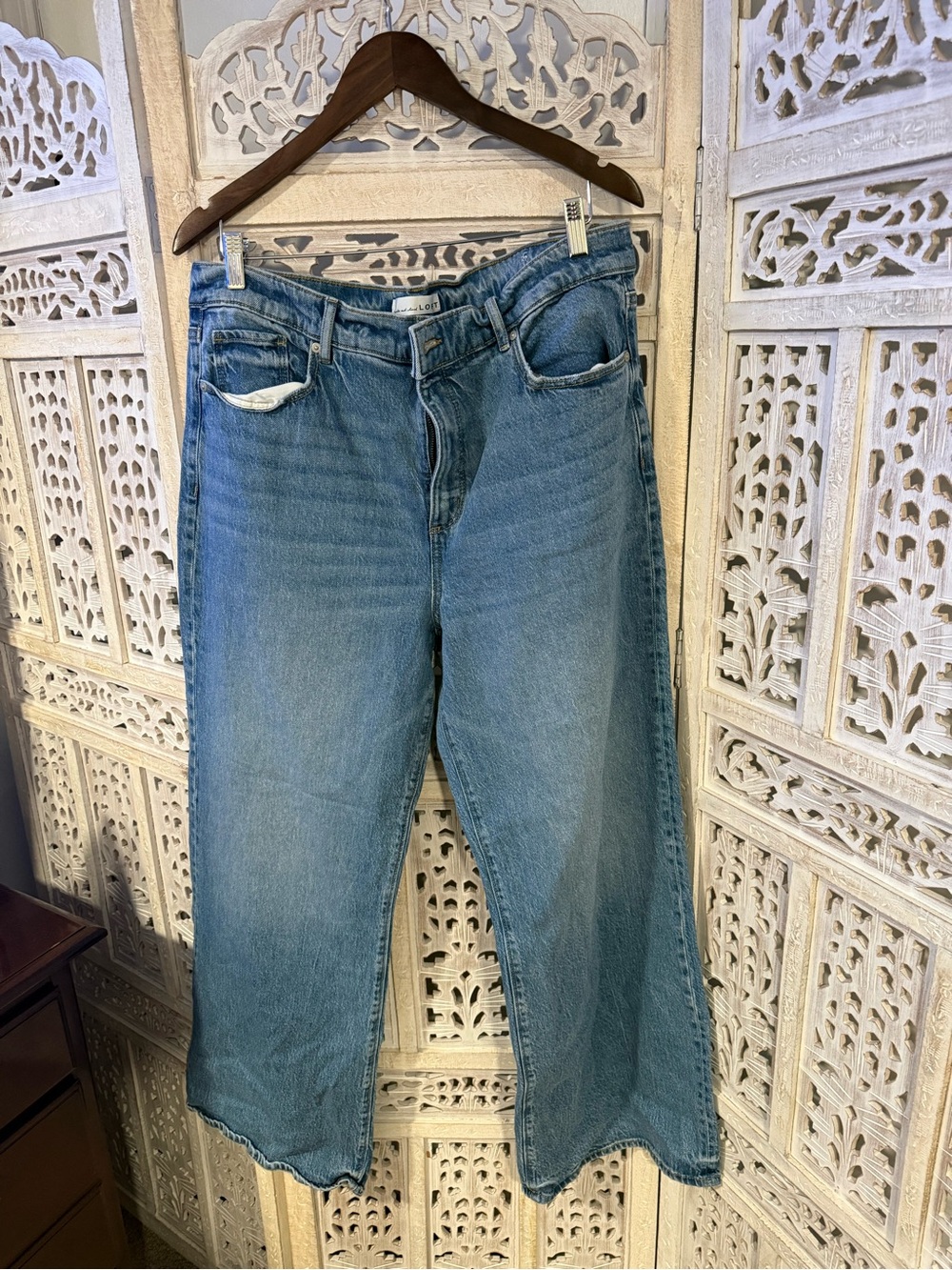 LOFT Light Blue High-Rise Wide-Leg Jeans